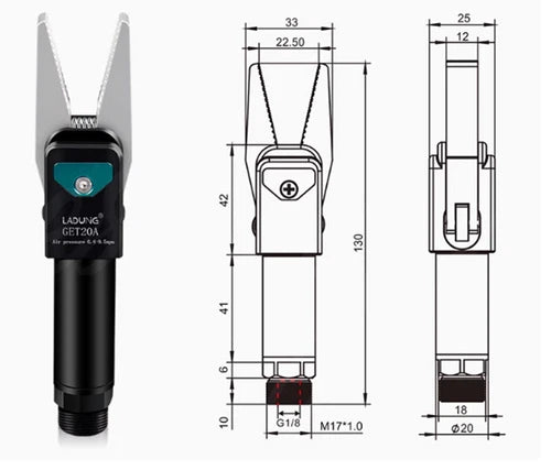 1pc  GET20A (sensorless) robotic pneumatic gripper jaws spout head fixture