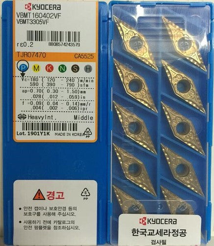 10pcs/Box Kyocera VBMT160402-VF CA5525 VBMT3305-VF Turning Blade Carbide Inserts