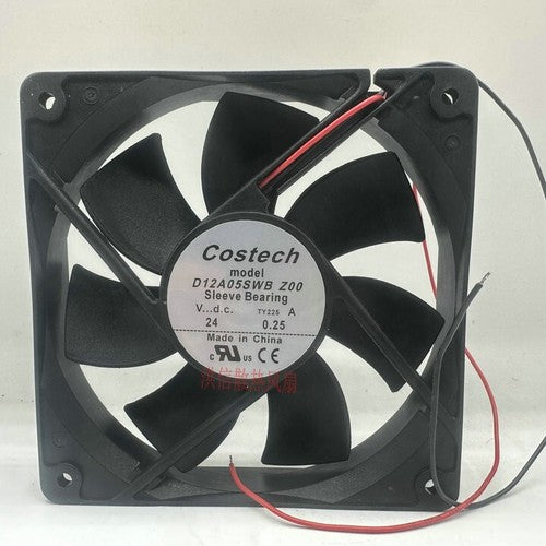 1 PCS Costech Fan D12A05SWB Z00 24VDC 0.25A 12025 12CM 2 wire cooling fan