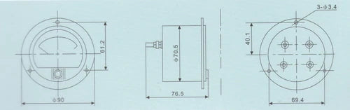 1X Current Meter Dia. 90mm with shunt DC 1000A Round Analog Ammeter Panel AMP