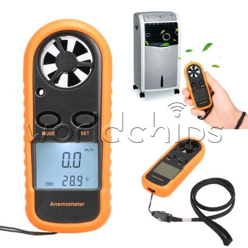 Digital LCD Anemometer Thermometer Air Velocity Wind Speed Meter Tester Gauge