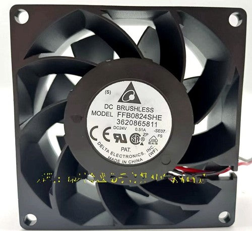 1 PCS DELTA Fan FBB0824SHE DC24V 0.51A 8038 8cm 2 wire cooling fan