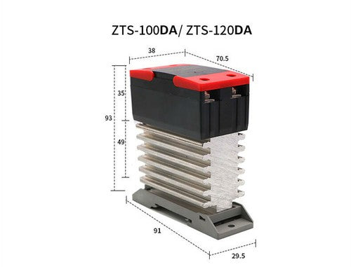 Solid state relay with radiator integrated SSR 10~120A DC-AC 3-32VDC/24-480VAC
