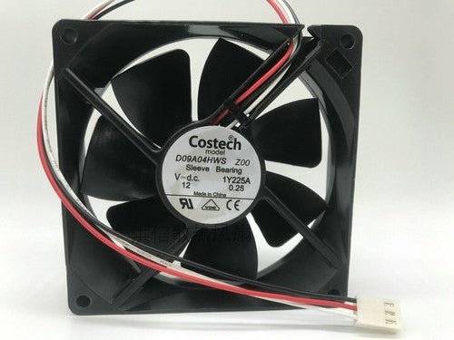 1 PCS Costech Fan D09A04HWS Z00 DC 12V 0.25A 92*25MM 3 Pin