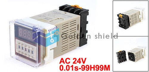 DH48S-2Z 8Pins DPDT Programmable Timer Time Relay AC 24V 0.01s-99H99MKd