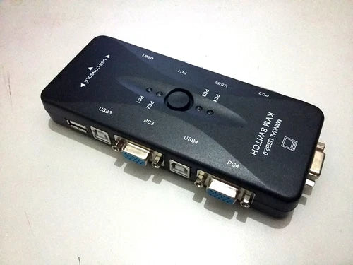 Switch Switchbox for Control 4 Computers PC 4-Port USB 2.0 MONITOR VIDEO VGA KVM