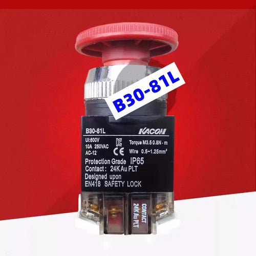 1Pcs  For   emergency stop Switch button 10A 250V 600V IP65 B30-81L