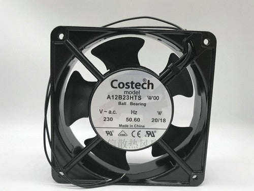 1 PCS Costech Fan A12B23HTS W00 AC 230V 20/18W 12038 12CM 2 Wire Aluminum frame