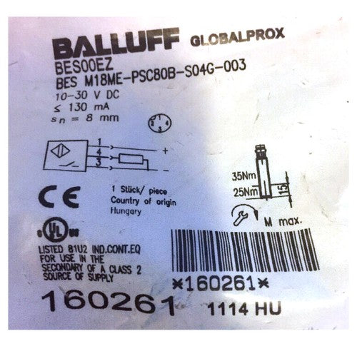 BALLUFF BES M18ME-PSC80B-S04G-003（BES00EZ）Inductive Standard Sensors PNP