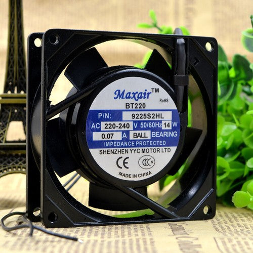 1 PCS Maxair Fan BT220 9225B2HL AC 220V-240V 0.07A 9025 9CM 2 wire Cooling fan