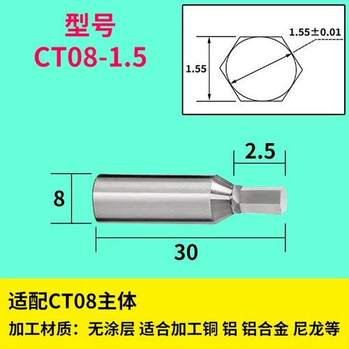 1PC CNC lathe coated hexagon punch CT08 CT16 Rotary punching tool high-precision