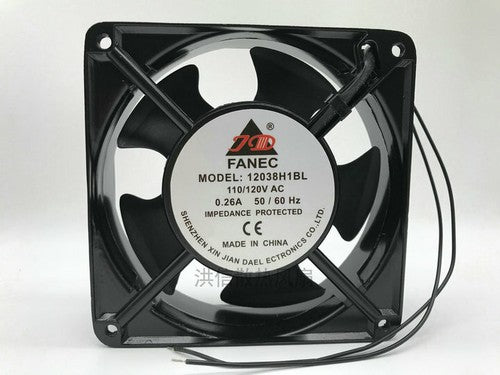 1 pcs JD FANEC Fan 12038H1BL 110V/120VAC 0.26A 12038 12CM 2 Wire aluminum frame