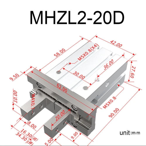 1PC  for Double-acting Gripper Clamping Cylinders Finger Cylinder MHZL2-20D