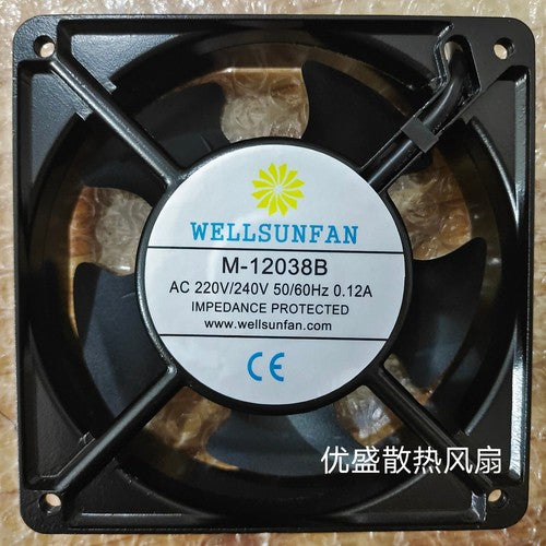 1 PCS WELLSUNFAN Fan M-12038B AC220V 0.12A 12038 12cm 2 Wire Aluminum frame fan