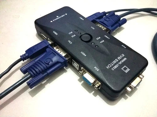 Switch Switchbox for Control 4 Computers PC 4-Port USB 2.0 MONITOR VIDEO VGA KVM