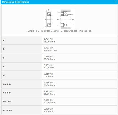 NTN 6309 ZZ Deep Groove Ball Bearings 45x100x25mm