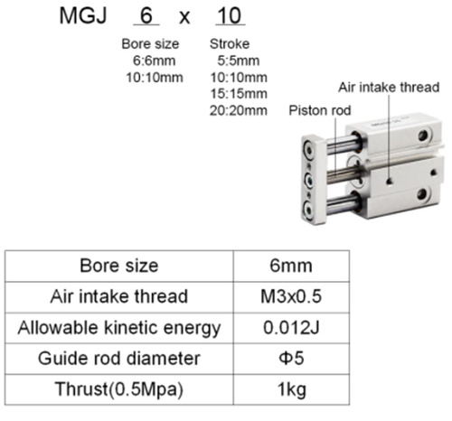 1pc MGJ10-25 Mini With Guide Rod Three Axis Pneumatic Air Piston Cylinder