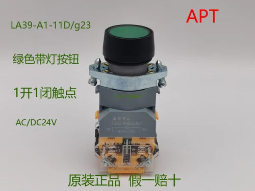 1 pcs   green with light reset button switch APT LA39-A1-11D/G23 24V