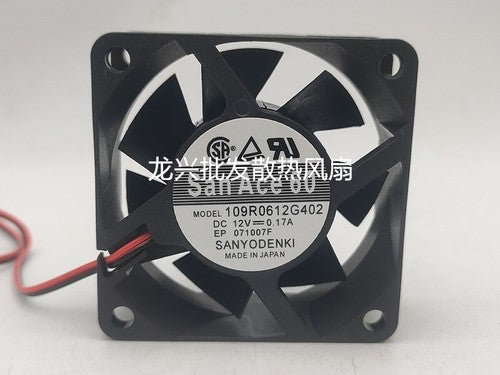 1 PCS SANYO Fan 109R0612G402 DC12V 0.17A 6025 6cm 2 wire cooling fan