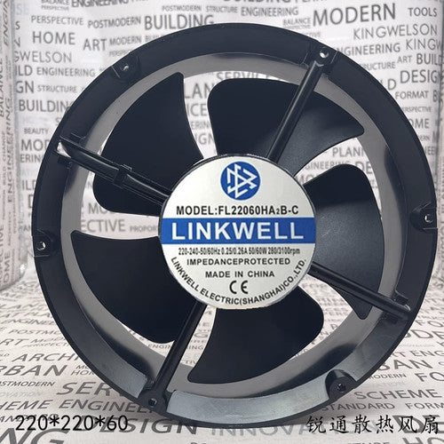1 pcs LINKWELL Fan FL22060HA2B-C AC220-240V 22060 22cm 2 wire cooling fan
