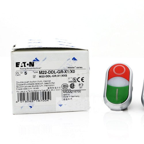 Eaton,Moeller M22-DDL-GR-X1-X0 Multi-Head Push Button, Non-Illumintd, I/O