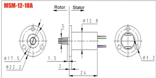 1PC For Monitor Test Equipmen Capsule Slip Ring 18 Circuits/ Wires 12.5mm 2A