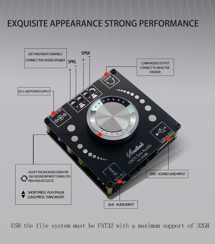 AP100L AP100H 100W Power Stereo Amplifier Board Bluetooth 5.0 AUX Digital Amp