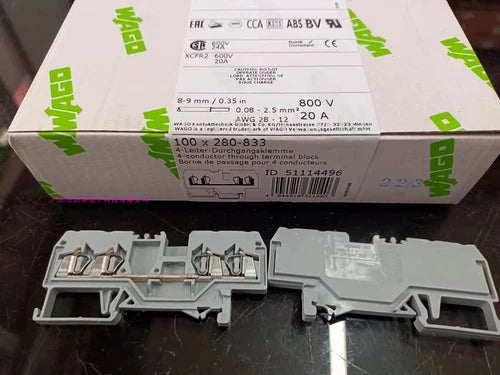 12pcs  800V 20A, 28-12AWG 280-833 4-Conductor Through Terminal Block