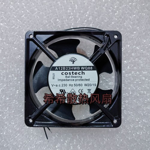 1 PCS Costech Fan A12B23HWB WQ88 230V 19/20W 12038 12CM 2 wire Aluminum frame