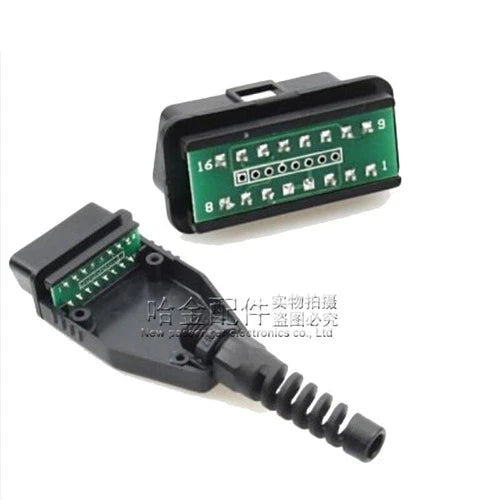 10PCS/lot  J1962 OBD2 connector OBD male with pcb board 16Pin OBD connector