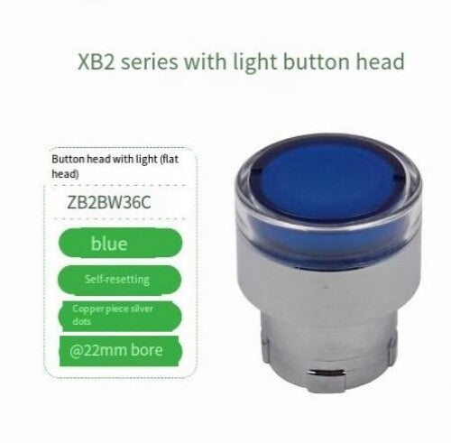 2PCS  Blue Self Resetting Metal Strip Light Button Head ZB2BW36C ZB2-BW36C