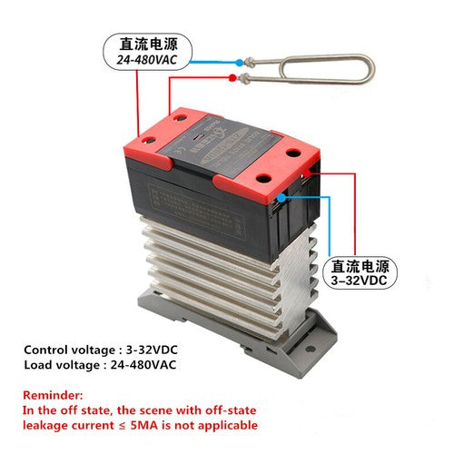 Solid state relay with radiator integrated SSR 10~120A DC-AC 3-32VDC/24-480VAC