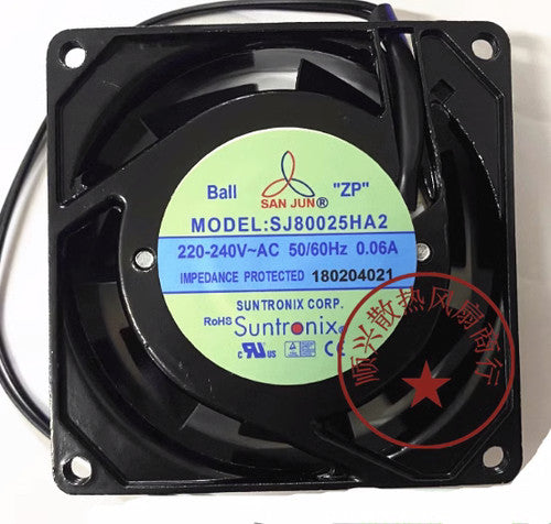 1 PCS SAN JUN Fan SJ80025HA2 AC220/240V 8025 8cm 2 wire Aluminum frame fan