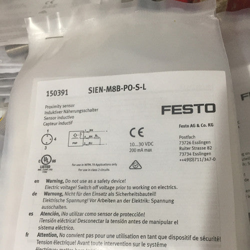 1 PCS FESTO 150391 Proximity switch SIEN-M8B-PO-S-L