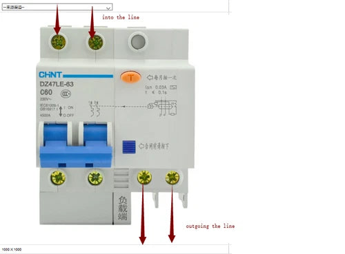 1X Earth Leakage Protection Circuit Breaker DZ47LE-63 2p C60 60A 230V