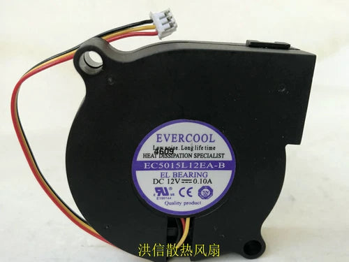 1X Mute Humidifier fan DC12V 0.10A 5CM 5015 3wire   EC5015L12EA-B