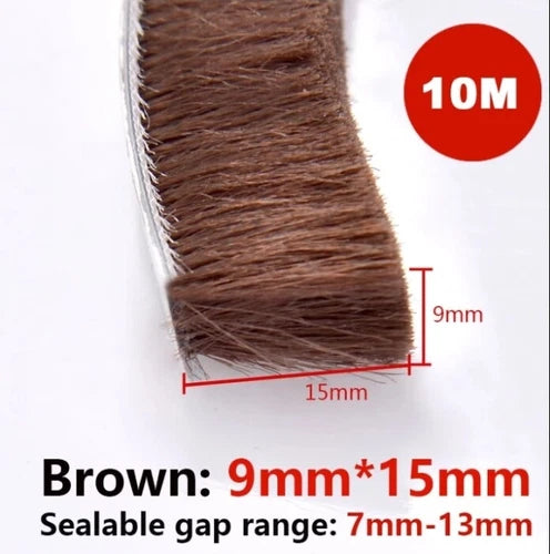 Window Brush Seal Strip Self Adhesive Weather Stripping Door Sweep 10Meters