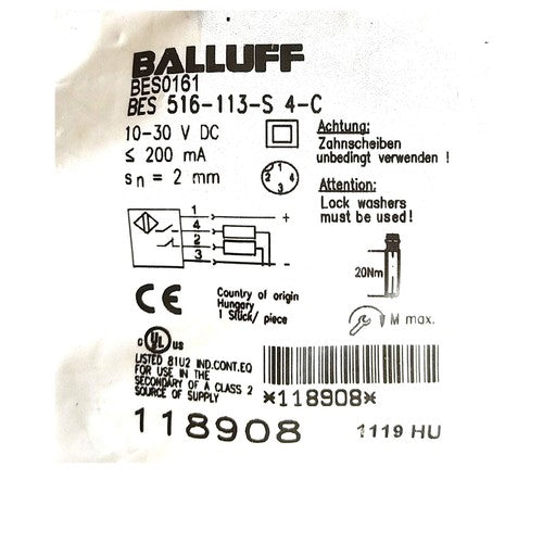 BALLUFF BES 516-113-S4-C（BES0161）Inductive Standard Sensors PNP  KD