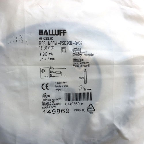BALLUFF BES M08MI-PSC20B-BV02 (BES003K) Inductive Standard Sensors PNP