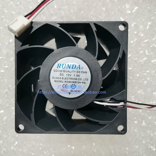 1 PCS RUNDA Fan RD8038B12H-RS DC12V 1.0A 8038 8cm 3 wire cooling fan