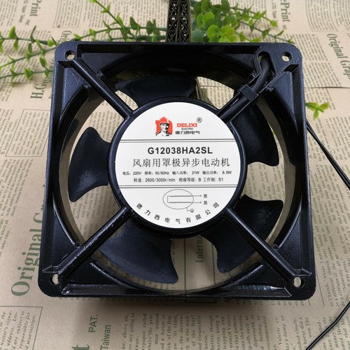 1 PCS DELIXI Fan G12038HA2SL AC 220V 120*120*38MM 2 Wire Aluminum frame fan