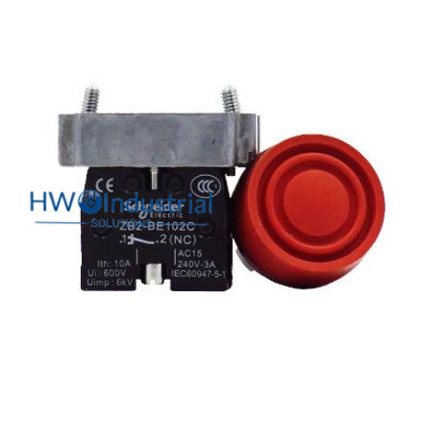 2PC  XB2BP42C Red Button Switch 1NC 22mm Installation Aperture