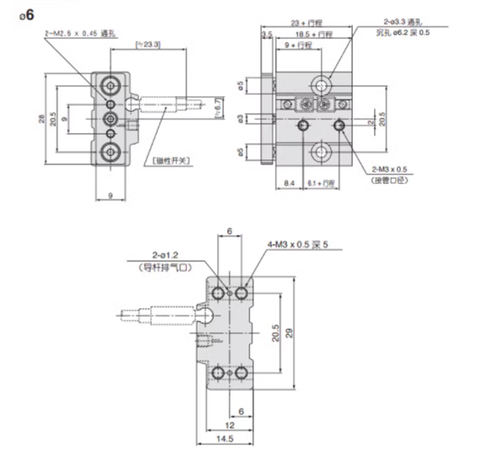 1pc MGJ10-25 Mini With Guide Rod Three Axis Pneumatic Air Piston Cylinder