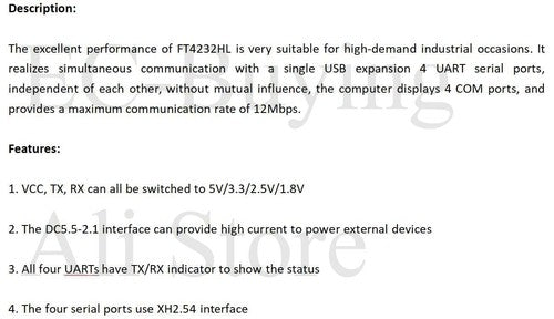 FT4232-4TTL USB to TTL 4 Way Module UART DC 5V 3.3V 2.5V 1.8V XH2.54 12 Mbps