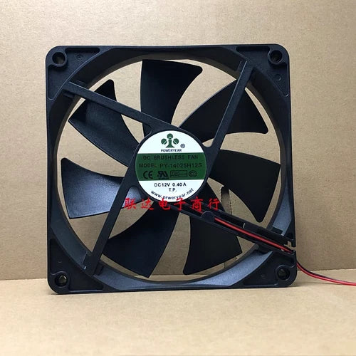 1PC   2-Wire Cooling Fan PY-14025H12S DC12V 0.40A 14CM  14025