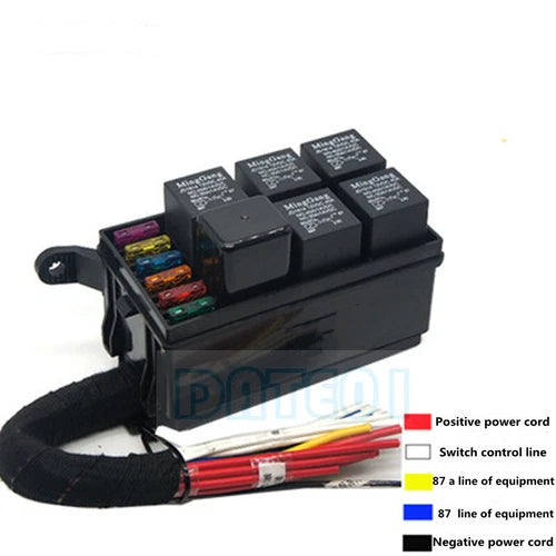 With Line Fuse Commercial Vehicle Relay 6way 40A Car Refit Central Control Box