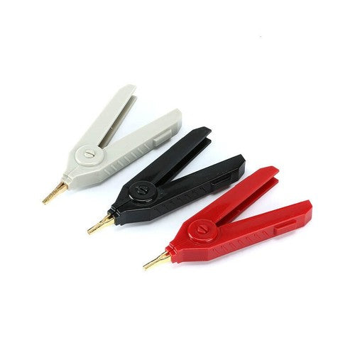 3PCS/sets Alligator Clip 90mm Kelvin Copper Gold Plate Clip Grey+Black+Red