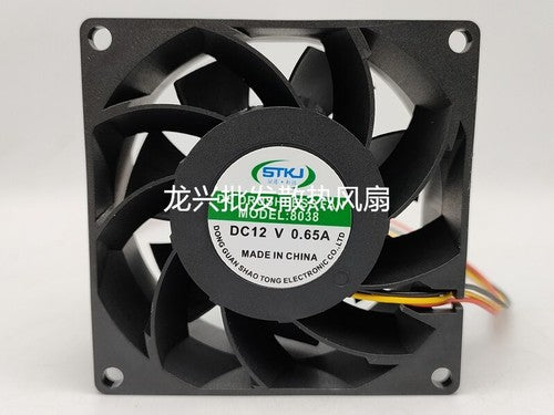 1 PCS STKJ Fan MODEL:8038 DC12V 0.65A 8CM 3 wire large air cooling fan