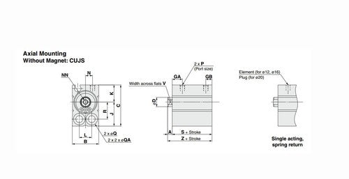 For SMC CDUJB16-25D Air Cylinder For Lateral Mounting
