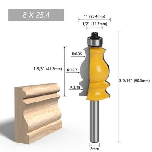 Shank Architectural Molding Router Bit Profile Edge Cutter Set 1/4" 1/2" 8mm